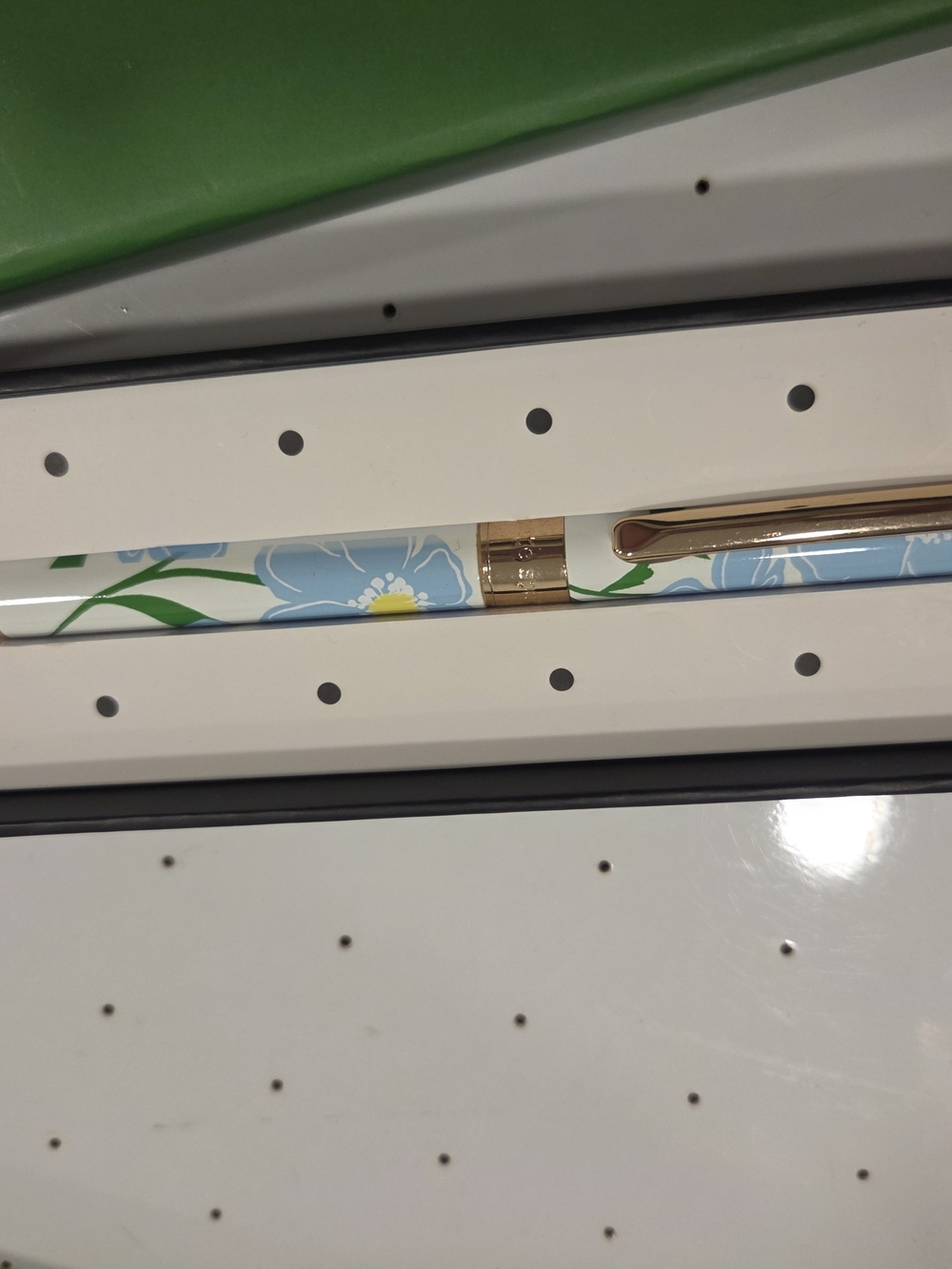 kate spade Blue Floral Ballpoint Pen with Gold Accents in Gift Box